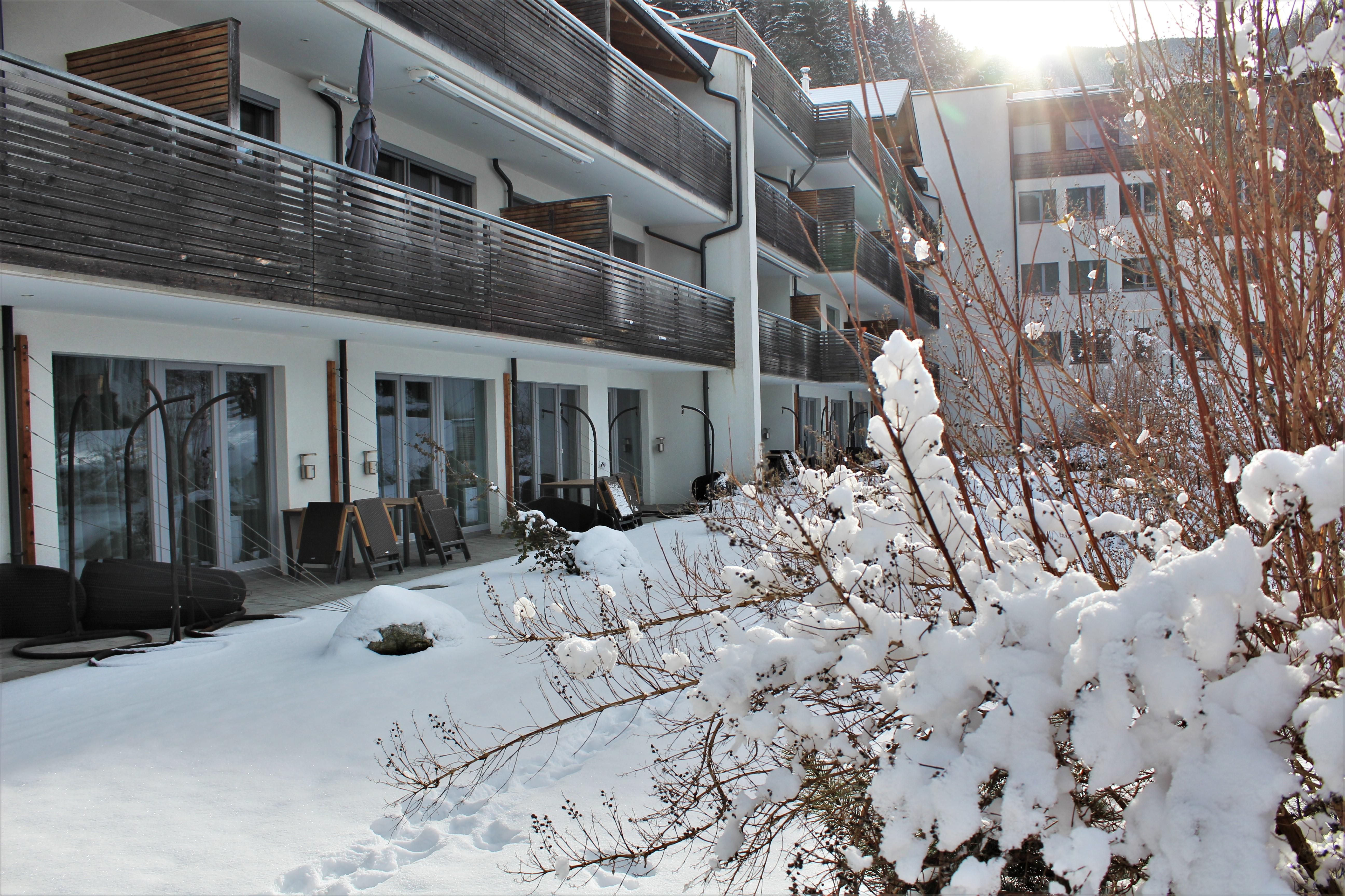 SissiPark-Erdgeschoss-Apartments im Winter.